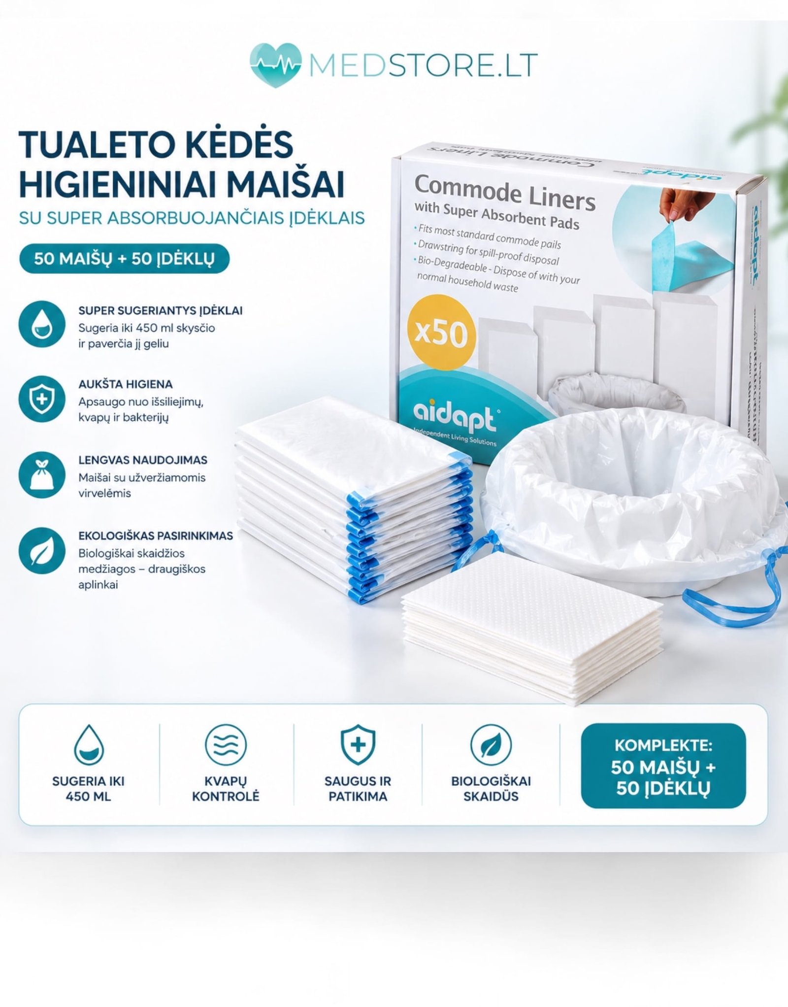 Higieniniai įdėklai tualeto kėdei