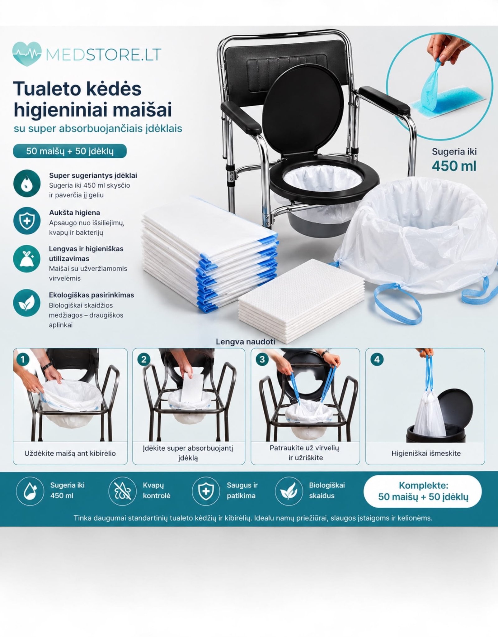 tualeto kėdės maišeliai